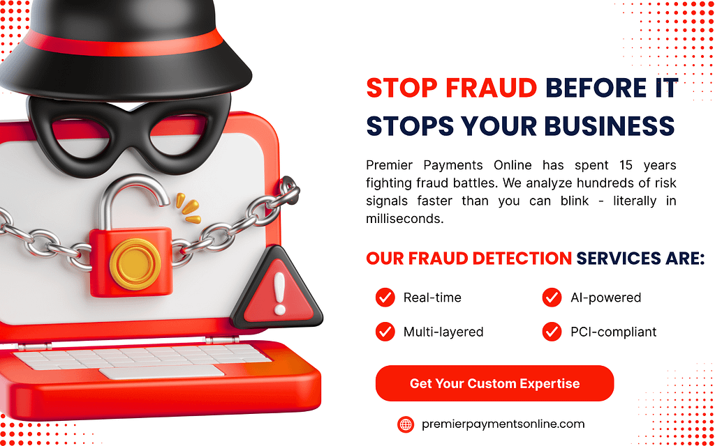 Premier Payments Online fraud detection services featuring real-time payment fraud analytics and AI technology