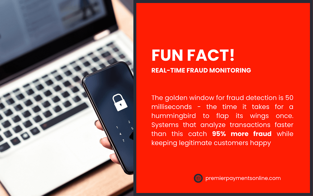 Stressed businessman reviewing payment fraud analytics statistics showing fraud happens every 14 seconds"